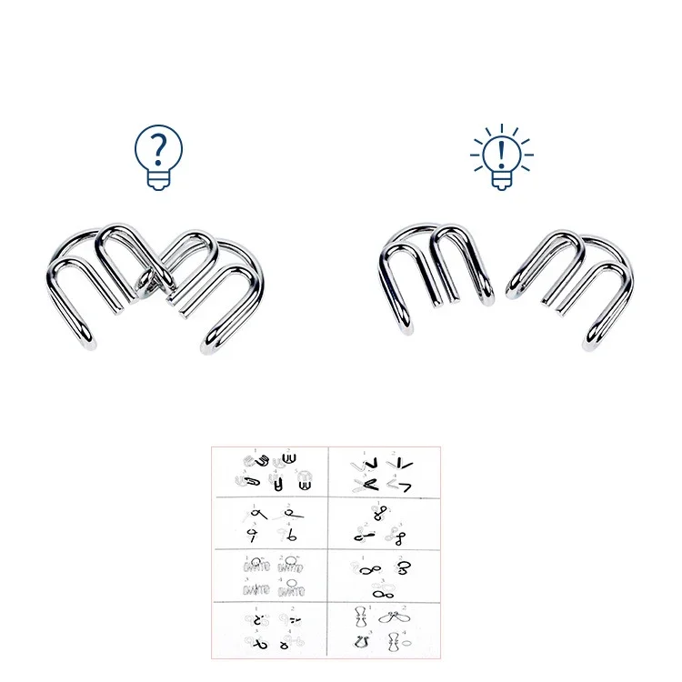 금속 공예 중국 링 퍼즐, 클래식 IQ 두뇌 티저, 마술 배플링 퍼즐, 어린이 성인용 게임 장난감, 팩당 8 세트