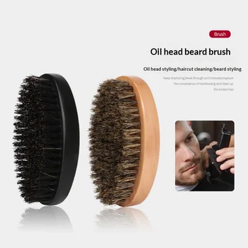 Spazzola per capelli con setole di cinghiale per barba da uomo, pettine da rasatura portatile, spazzola massaggiante per la pulizia dei capelli, strumento per la pulizia del viso e lo styling