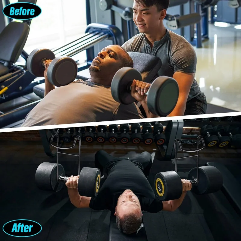 Description Picture 6 of itemDumbbell Spotter Hooks Hangers Heavy Power Dumbbells Rack Attachments for Dumbbell Bench Press Hold Up 225LB Safety Connector