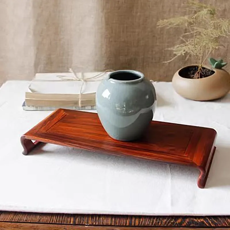 Rectangular Mahogany Base, Book Roll, Purple Light, Sandalwood Decoration Bracket, Stationery, Potted Plant, Vase, Handicraft