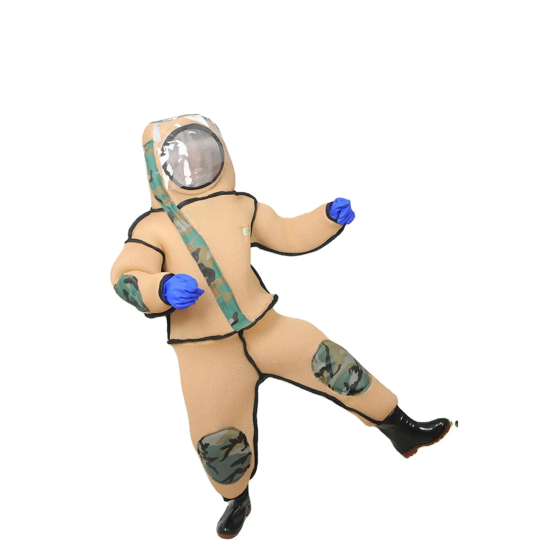 Yellow thickened breathable anti-bee suit. One-piece space suit 3D mesh breathable bee