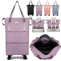 Travel Trolley Luggage With Wheels Pulley Portable Collapsible Expandable Travel Storage Bag Fashion Large Capacity Clothes Bag