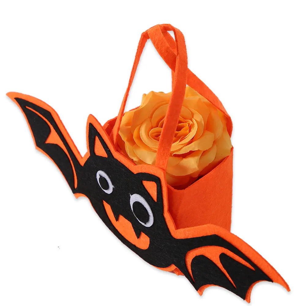 Halloween Felt Candy Bag Pumpkin Ghost Bat Demon Witch Handbag Trick or Treat Tote Bags for Kids Halloween Party Gift Bags
