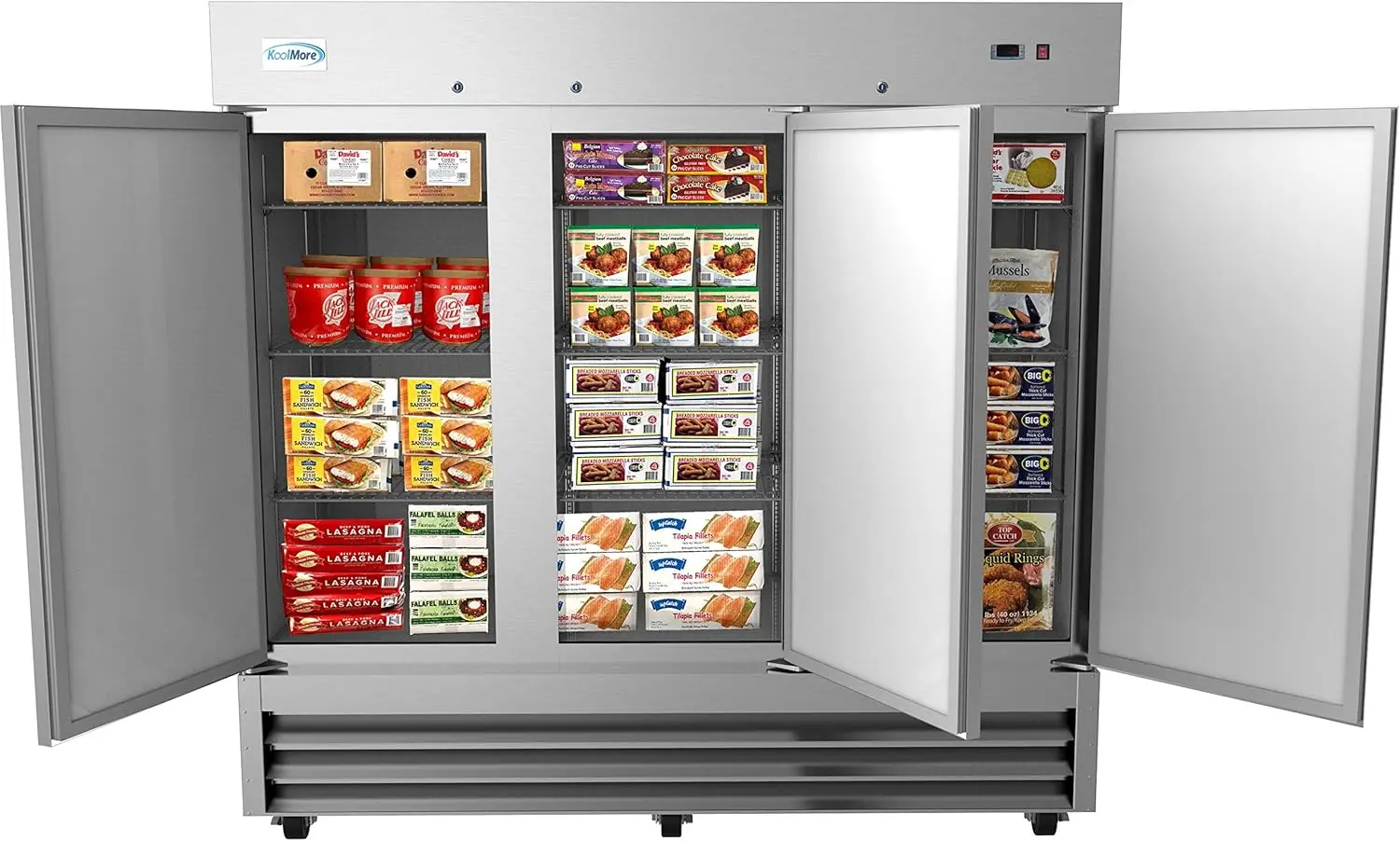 82" 3 Door Stainless Steel Upright Commercial Reach-in Freezer 72 Cu. Ft Model:RIF-3D-SS Spacious Interior for Maximum Storage