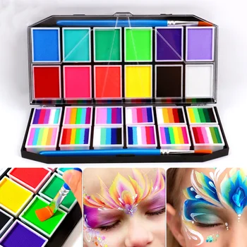 12 Colors Facial Water-Soluble Body Painting Face Makeup Palette for Kids Adults Stage Halloween Cosplay Party Art Supplies