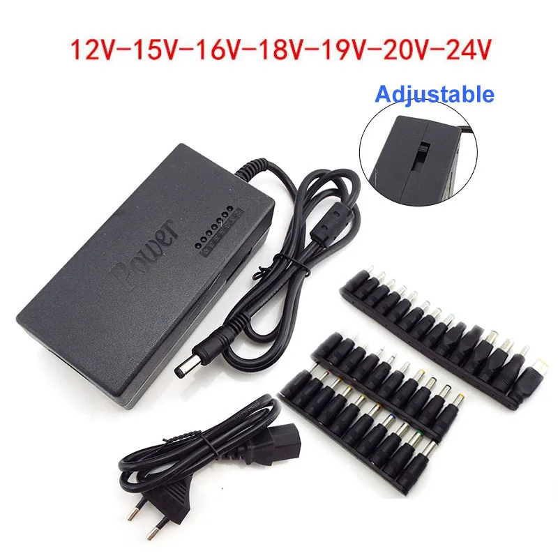 AC to DC 12V 15V 16V 18V 19V 24V 조정 가능한 범용 전원 공급 장치 충전기 어댑터, PC 노트북용 96W DC 컨버터, 유럽 미국 영국 AU P1