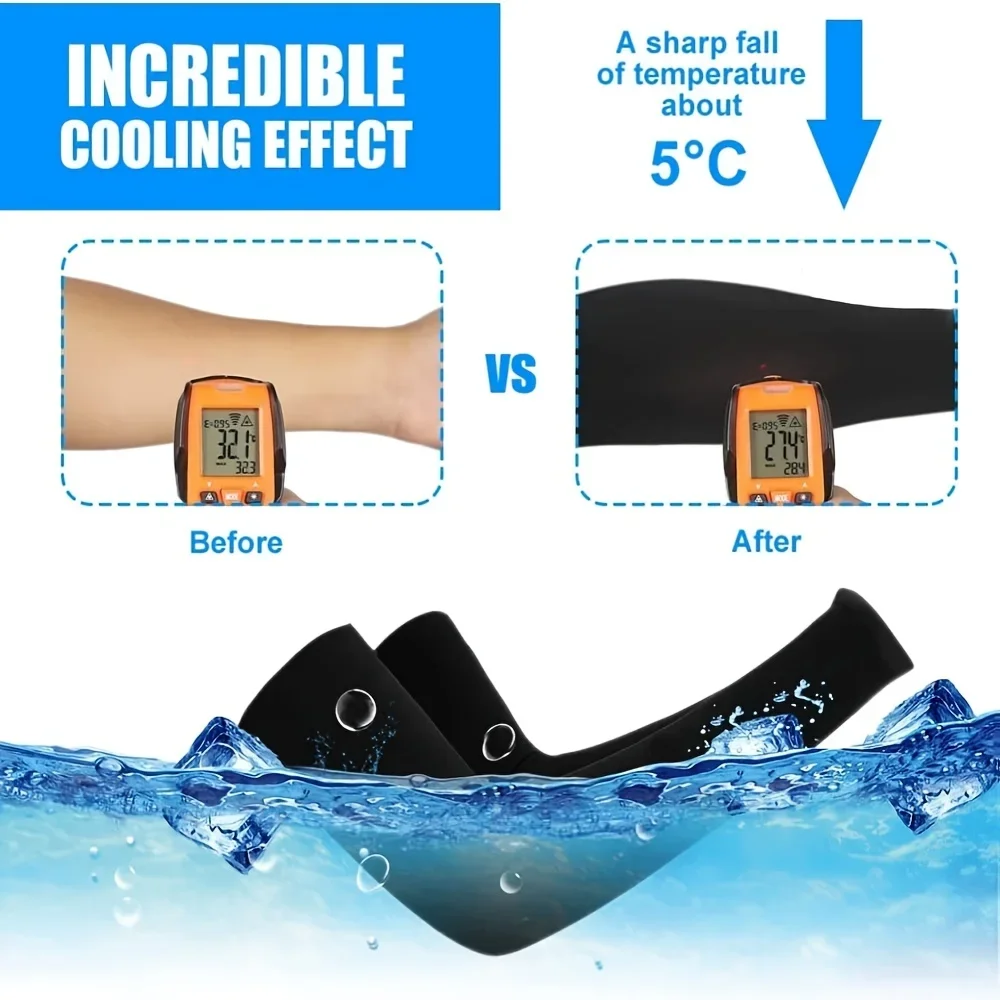 Unisex Arm Sleeves for Men Women Breathable Sweat-absorbing Sleeves Sports Sleeves UV Sun Protection Arm Cover Ice Silk Sleeves