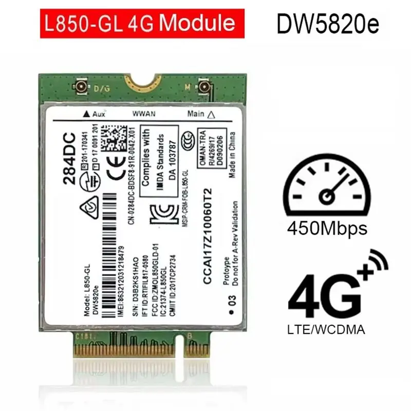 AU61-L850-GL DELL 노트북 3500 5400 284DC 4G WWAN 카드 LTE/WCDMA 모듈 Dw5820e 0284DC