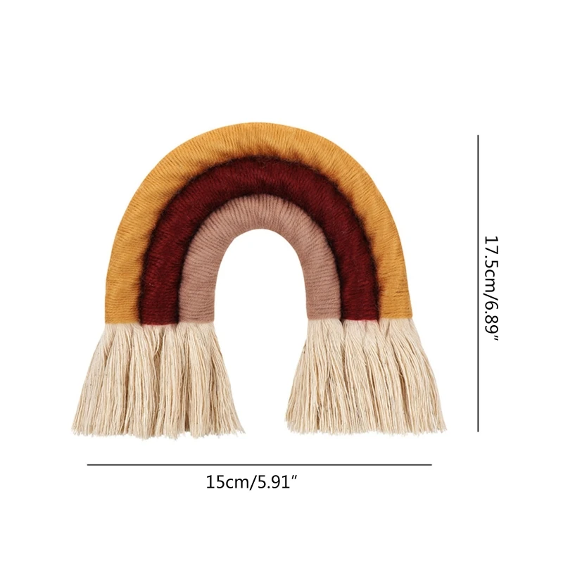 4 Layers Macrame Rainbow Wall Decor for Bedroom Nursery Baby Kids Rooms Colorful Tapestry Rope Woven Tassel Wall Hanging Toys