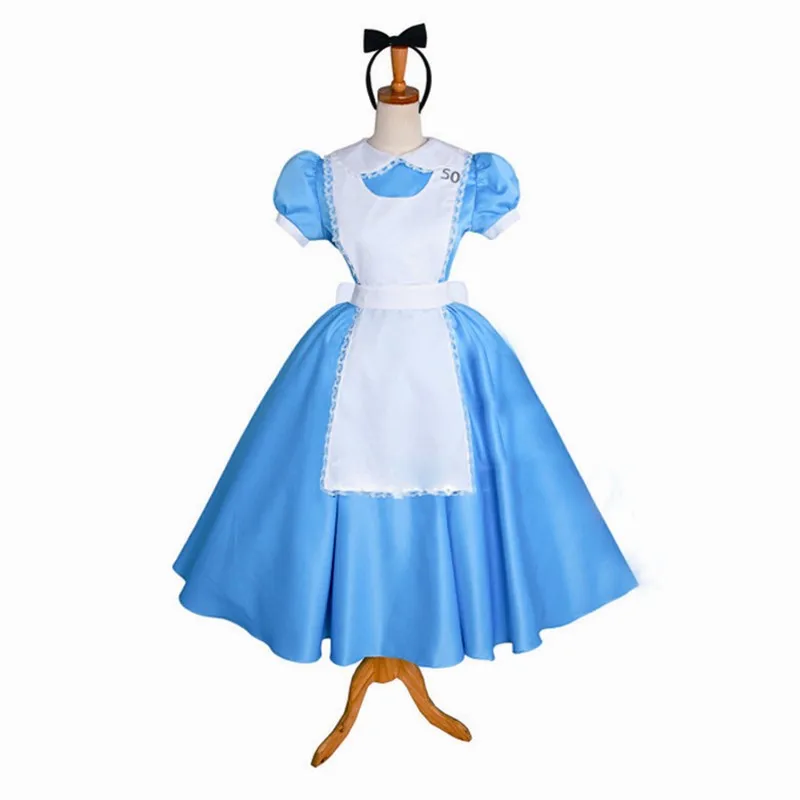 Anime Alice In Wonderland Dress Girl Maid Lolita Cosplay Costume Halloween Carnival Fancy Party Dress