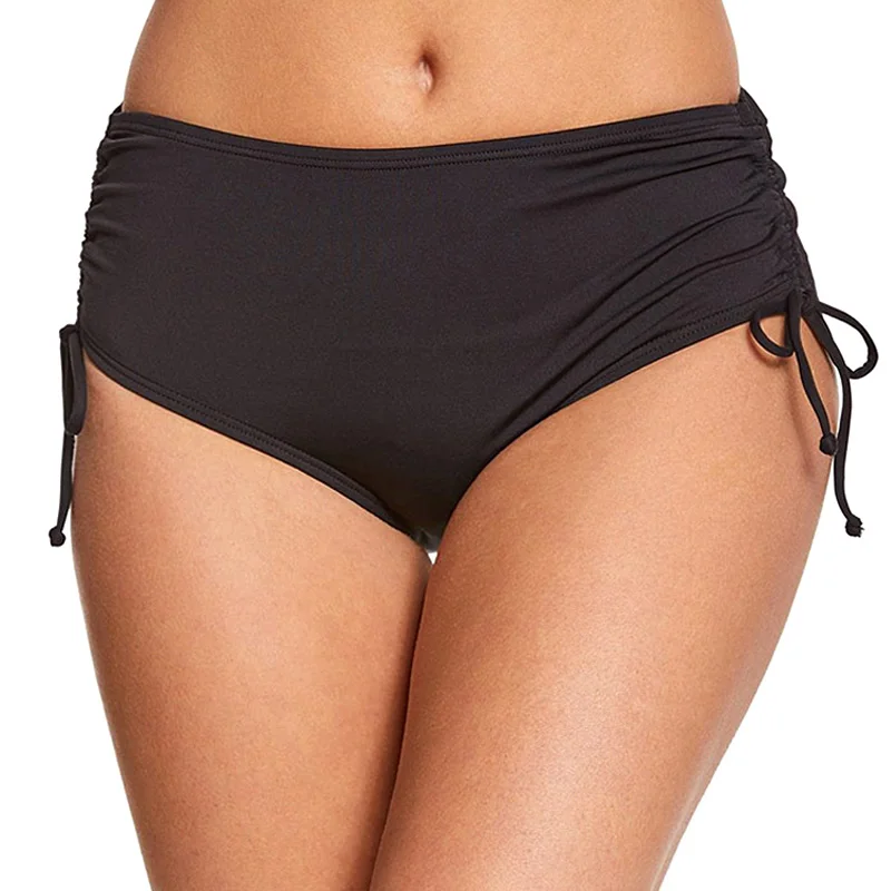 

S-2XL 7 Colors Adjustable Drawstring Ruched Elastic Beach Shorts Quickly Dry Women Summer Bikini Swimming Trunks Bathing Pants