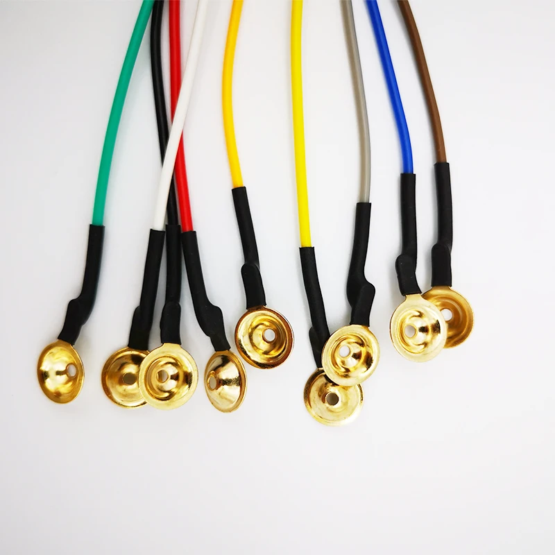 10pcs Color brain electrode EEG wire brain conductance wire 10 starting gold-plated disk mounted electrode wires DIN1.5mm