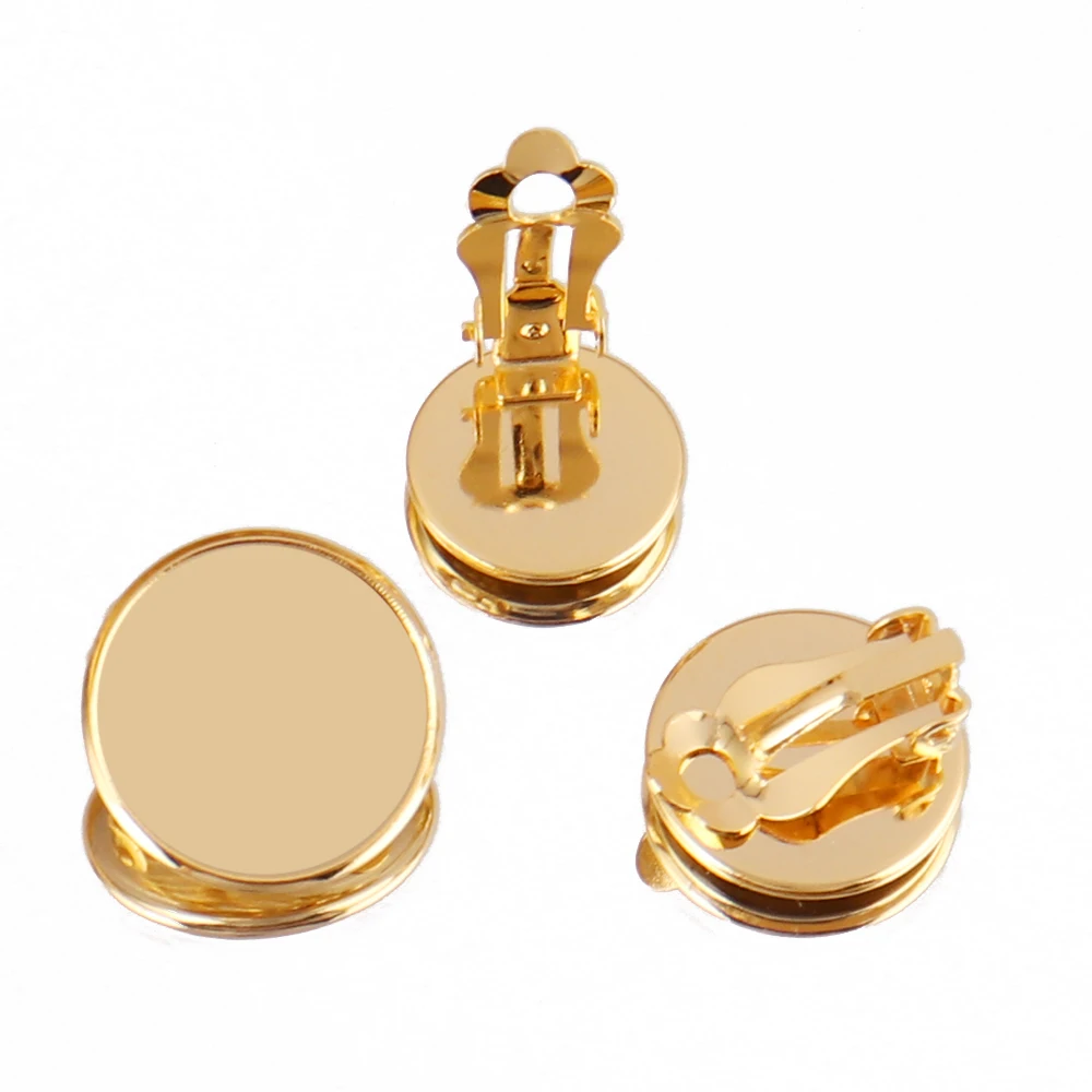 10 Stück Edelstahl-Clip-Ohrringe, leere Basis, Cabochon-Cameo-Ohrclip mit Tabletts, Blendenfassung für DIY-Schmuckherstellungszubehör – Detail 5