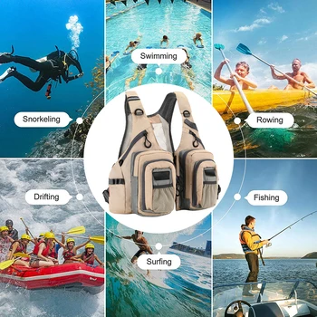Outdoor Fly Fishing Vests with 10 Pockets Fishing Jackets Breathable Adjustable Size Safety Swimming Clothes Fishing Accessories 2