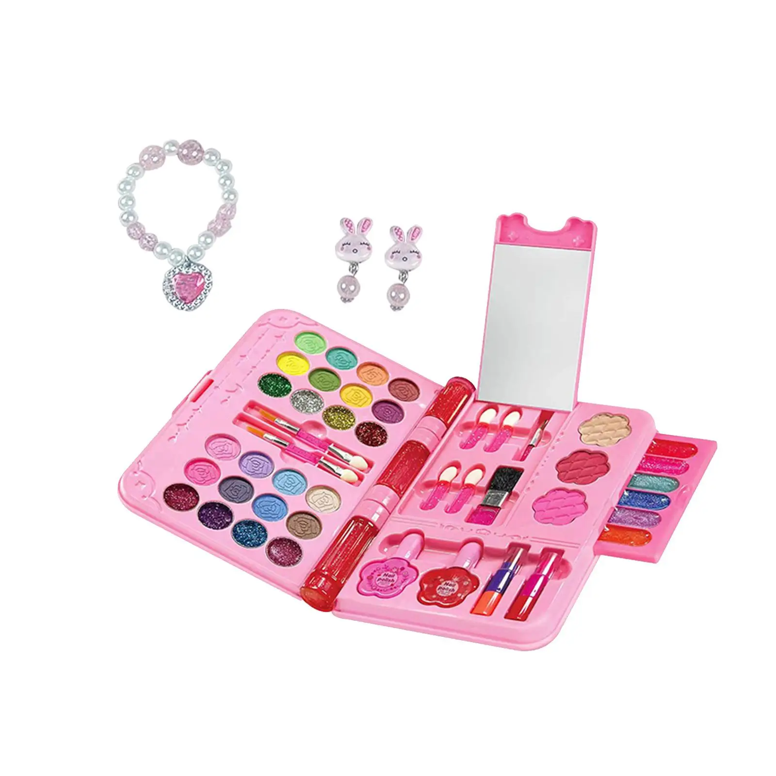 

Pretend Play Makeup Toy Set Makeup Vanity Toy Makeup Accessories Playset Washable Makeup Beauty Box for Toddlers Children