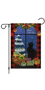 Chrismas Black Cat Garden Flag