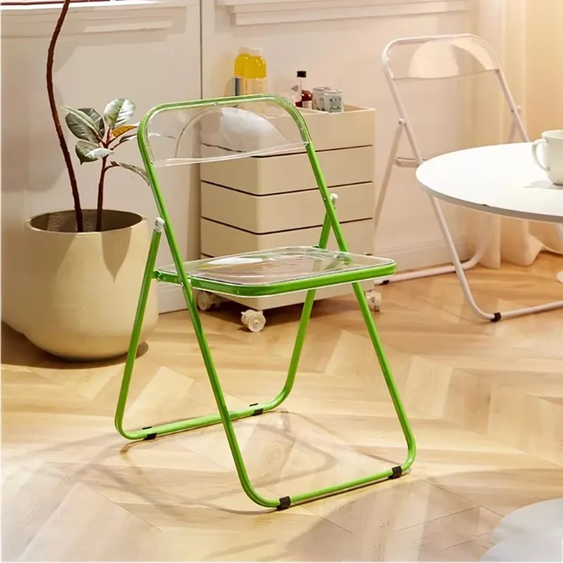 Aesthetic Design Dining Chairs Plastic Waterproof Transparent Folding Dining Chairs Kitchen Living Room Chaises Home Furniture