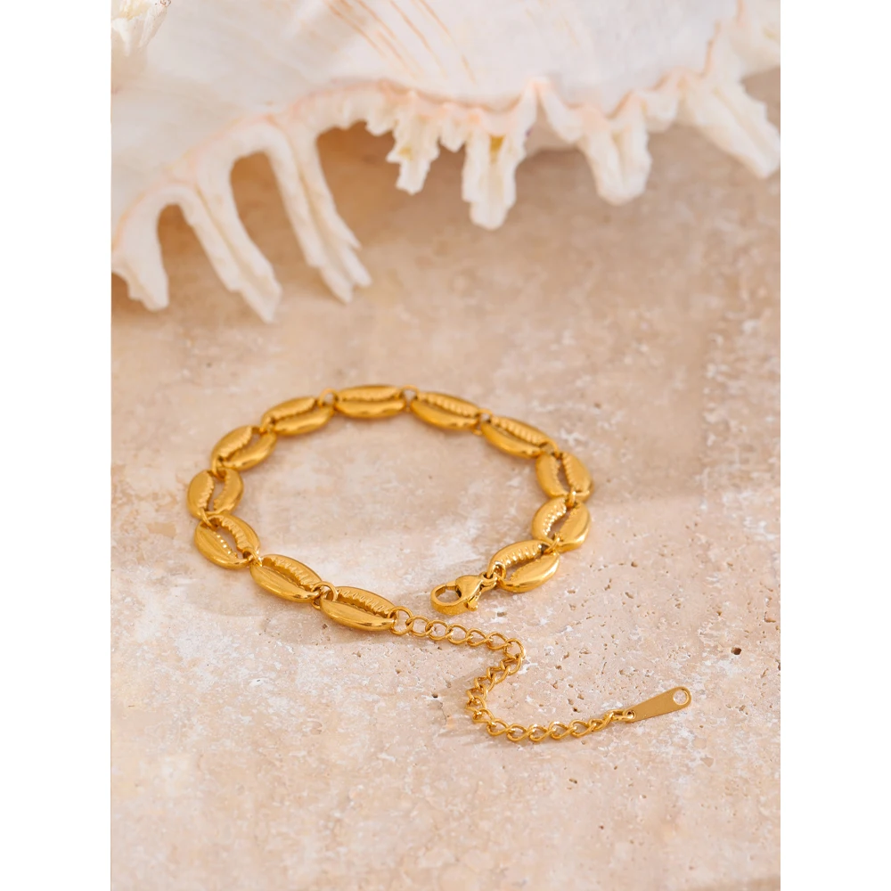 Yhpup Stainless Metal Shell Gold Color 18K Fashion Beach