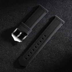 Silicone Sport Watch Band - Universal Rubber Wrist Strap - 26mm (Black)
