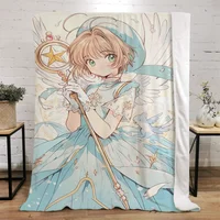 Cardcaptor Sakura Knitted Blanket King Size Microfiber Bedding Fluffy Soft Blankets and Throws Bed Throw Interior for Home Knee 2