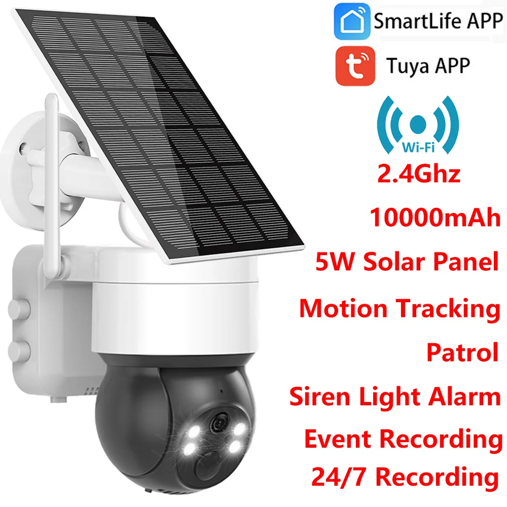 3MP Tuya SmartLife Battery Solar Powered WiFi Outdoor Surveillance Security PIR Human Detection PTZ Motion Tracking CCTV Camera 1