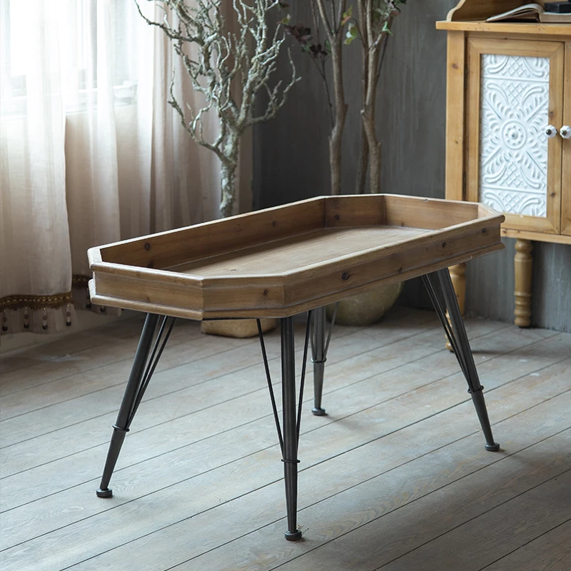 American rural simple small apartment coffee table B & B retro advanced gray sofa side table