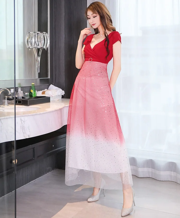 

Women dress Slim Summer splice V-neck Sleeveless Sexy dress Women 1398