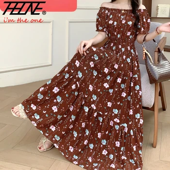 Long Maxi Dress Women Clothing Spring Summer Bohemian Holiday Beach Korean Style Floral Vintage Slim Vestidos Robe Dresses Boho 1
