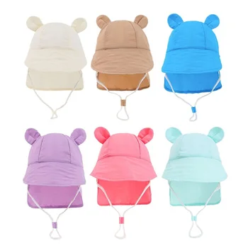 New Summer Toddler Sun Hat with Shawl Cute Ear Quick Dry Outdoor Activities Cap for 1-3Y Boys and Girls Beach UV Protection Hat 1