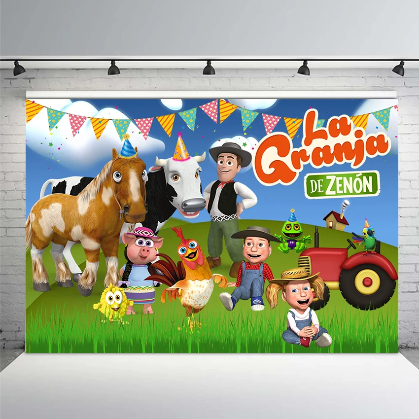 Sfondo Fotografico Personalizzato Green Grass Farm Photo Booth Vinyl La Granja De Zenon Photo Studio Kids 1St Birthday Background