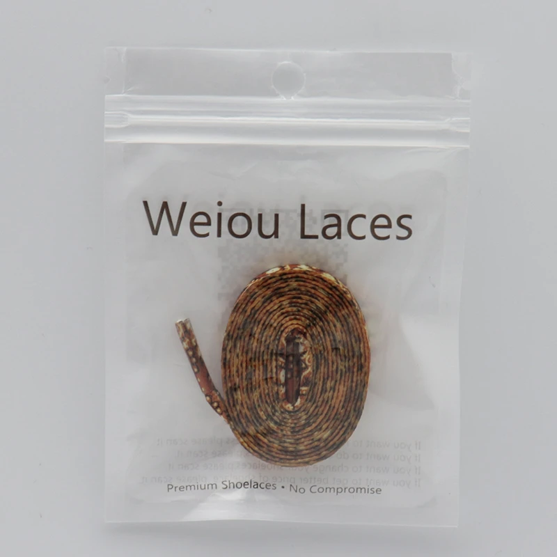 Weiou Shoe Accessory Brown Snake Pattern 7MM Flat Shape Wide Natural Off-road Shoe Laces Men Women Sneaker Easy Wearing Cordons