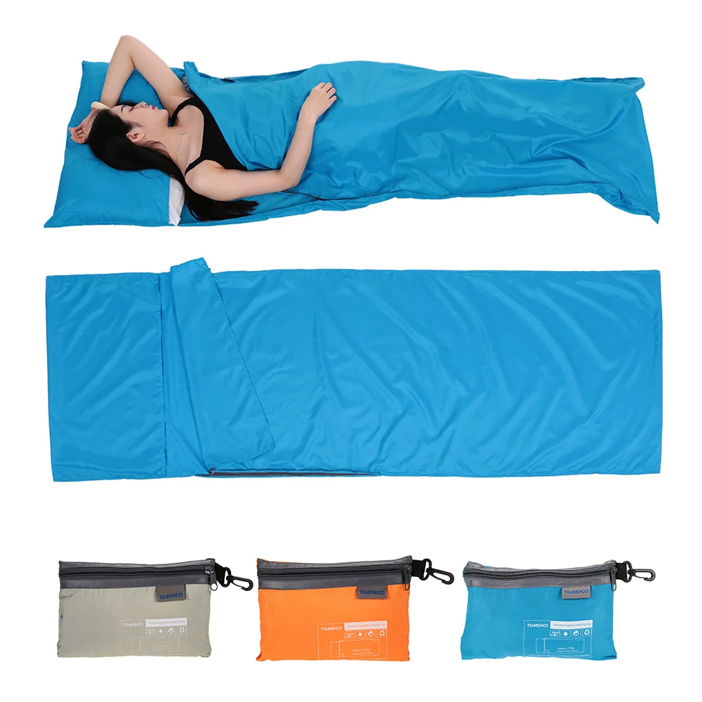 TOMSHOO 70*210CM Portable Sleeping Bag Outdoor Travel Camping Hiking Polyester Pongee Healthy Sleeping Bag Liner with Pillowcase