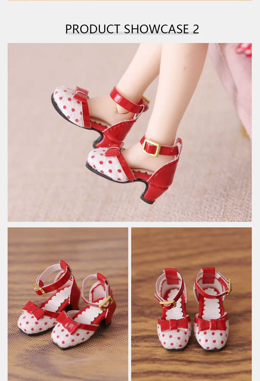 ICY DBS Blyth Doll Shoes 1/6 Heels Featured Polka Dot Shoes BJD Girls Toys