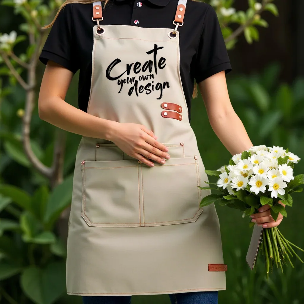 Personalized Waterproof Canvas Apron with Pocket