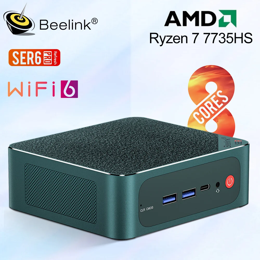 Beelink SER6 Pro 6800H 7735HS Mini PC Windows 11 Pro AMD Ryzen 7 RDNA2