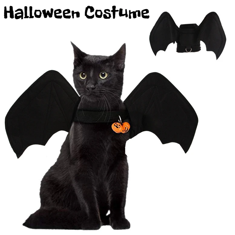 

Halloween Bat Wings Cat Pet Costume with Bell for Cosplay Party,Halloween Holiday Decorations Clothing,Cat Dress Up Accessories