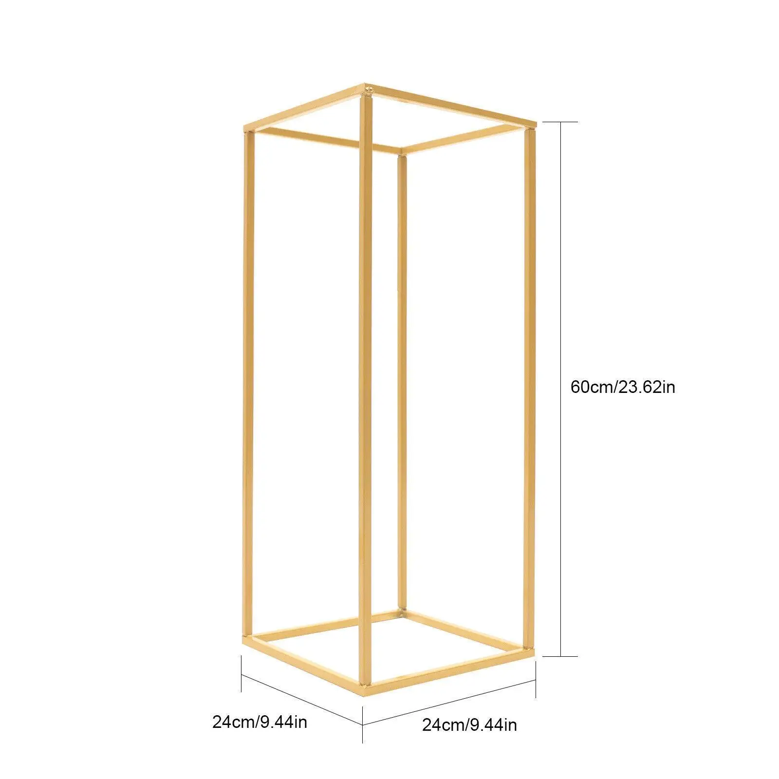 4 Pcs Gold Flower Stand 23.6 in Tall Wedding Flower Stand, Rectangular Vases Stand for Wedding Party Table Centerpiece Decor