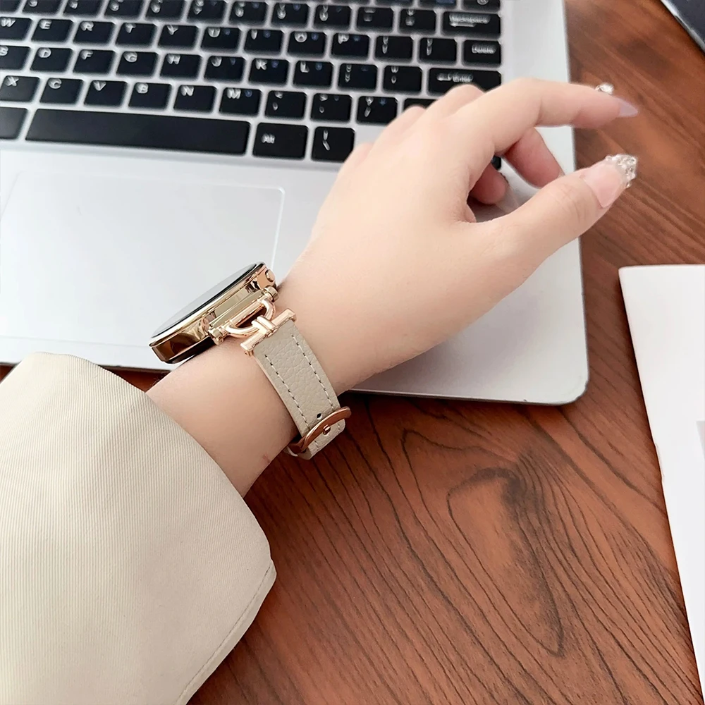 Elegant Women's Leather Watch Strap - Slim Bracelet Wristband