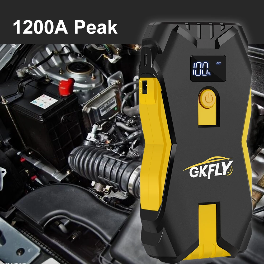GKFLY 1200A Jump Starter Power Bank Starting Device Portable Emergency Booster for 12V Vehicles Small Trucks