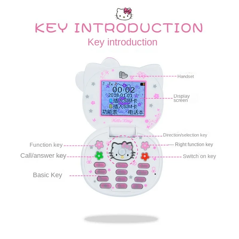 

2023 Sanrios kawaii Flip phone K688 cartoon Anime modelling Mini 1.77inch 300000 pixels Fashion items children student Toys gift