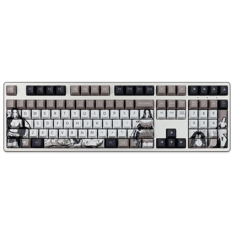 Chaves Pbt Tintura Subbed Keycaps dos Desenhos Animados Anime Gaming Key Caps Boa Hancock Keycap Viagem para Ansi 61 87 104 108 Layout 108 - Imagem 5