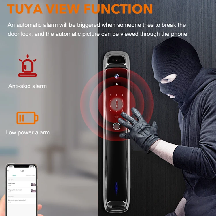 Home Apartment Smart Locks With Camera Face Recognition Electronic Lock Wood Steel Aluminum Smart Door Lock