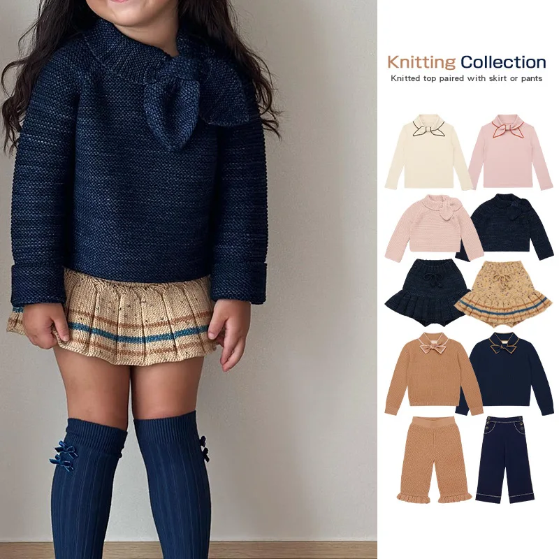 

Children's Sweater 2023 Autumn/Winter MP Retro Pastoral Baby Girls' Warm Pullover Knitted Cardigan