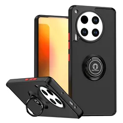 Armor Holder Magnetic Ring Stand Shockproof Protective Case - Cover for Tecno Camon 30 Pro (Black Red)