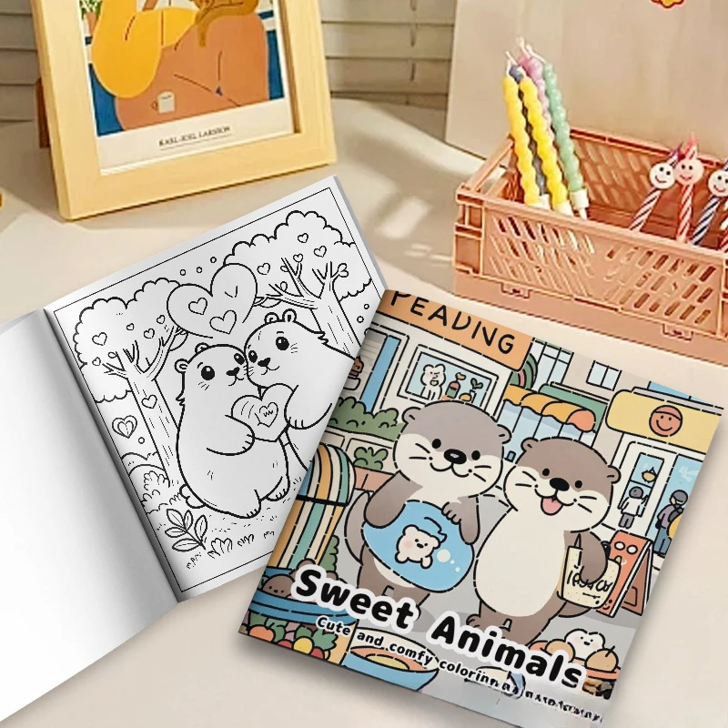 Sweet Animals: A Bold and Simple Coloring Book for Adults and Teens Featuring Plants Flowers and Cute Animals 2