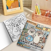 Sweet Animals: A Bold and Simple Coloring Book for Adults and Teens Featuring Plants Flowers and Cute Animals 2