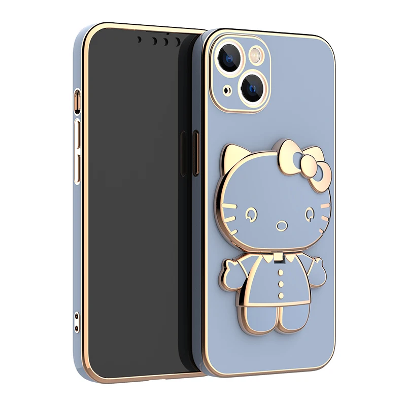 thumbnail image 1 of Hello Kitty Mirror Bracket Holder Phone Case For Huawei P60 Pro Plus P50 P40 P20 P30 Lite P Smart Z Y9 Prime 2019 Plating Cover, 1 of 5