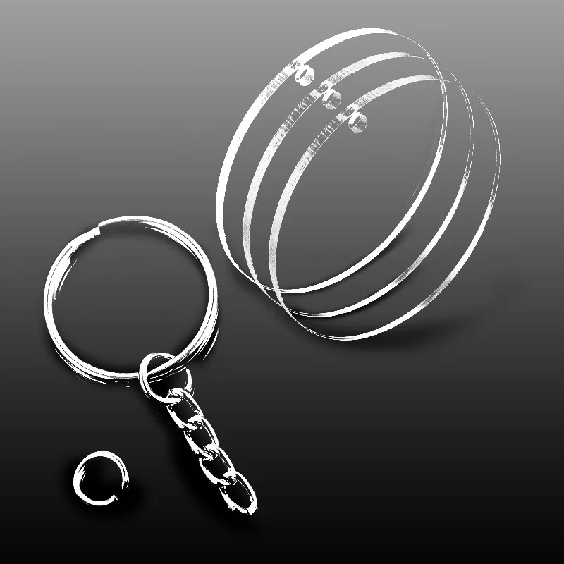 Key Charms Pendant Transparent Acrylic Blanks Discs DIY Keychains Kits Clear Round Accessories Material