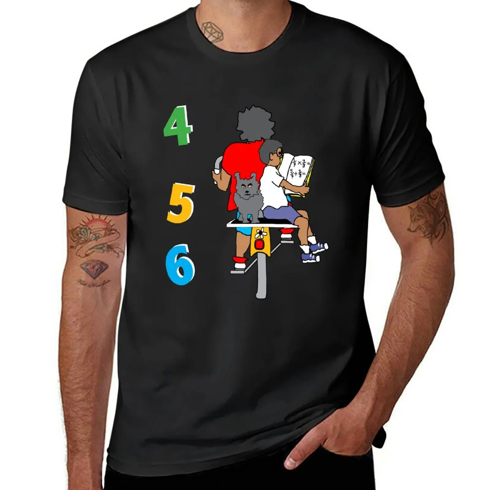 

New BLACK MOM and BOY riding bike and studying math T-Shirt plain t-shirt quick drying shirt workout shirts for men