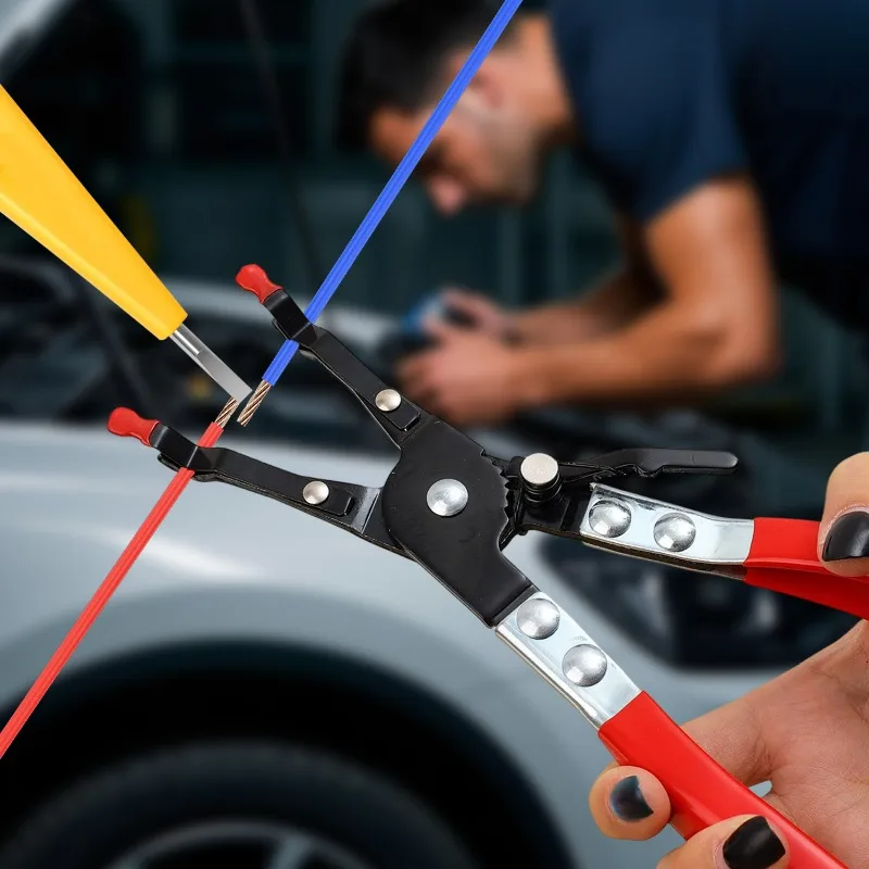 Auto Hose Clamp Pliers Straight Throat Tube Bundle Clamp Removal Tool Water Pipe Hose Flat Band Ring Type Tool Garage Tools